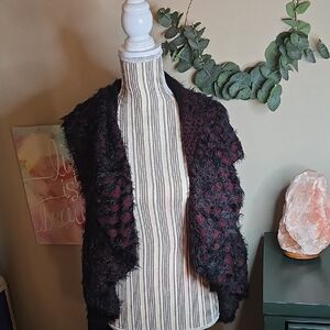 Black and Red Knit Shawl